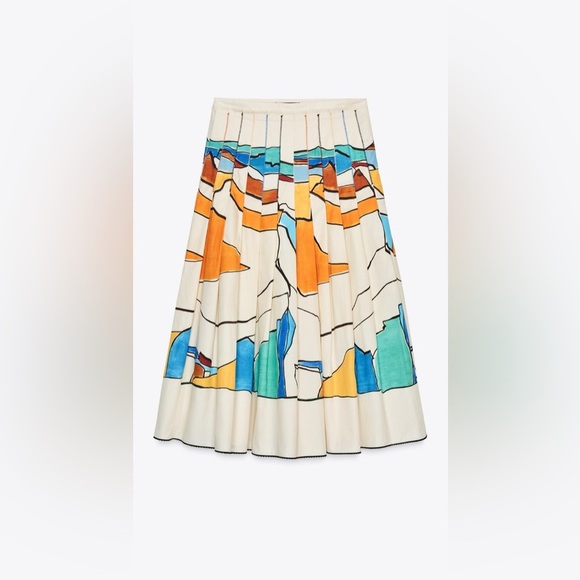 Zara Woman ZW Collection Printed Pleated Midi Skirt – Size XS - Picture 1 of 16